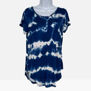 Shelia Rose Tie Dye Short Sleeve Tee in Blue/White Size Medium
